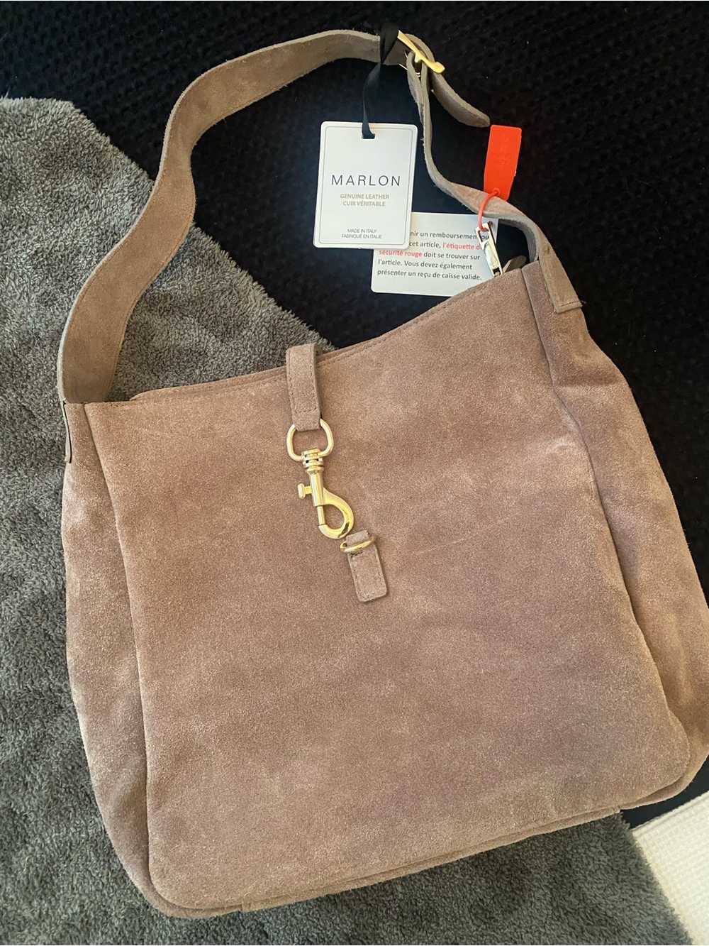 Taupe Suede Shoulder Bag